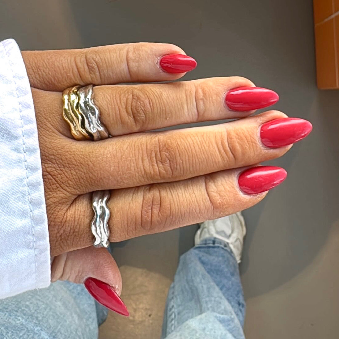 Flow ring w. 18K goldplating