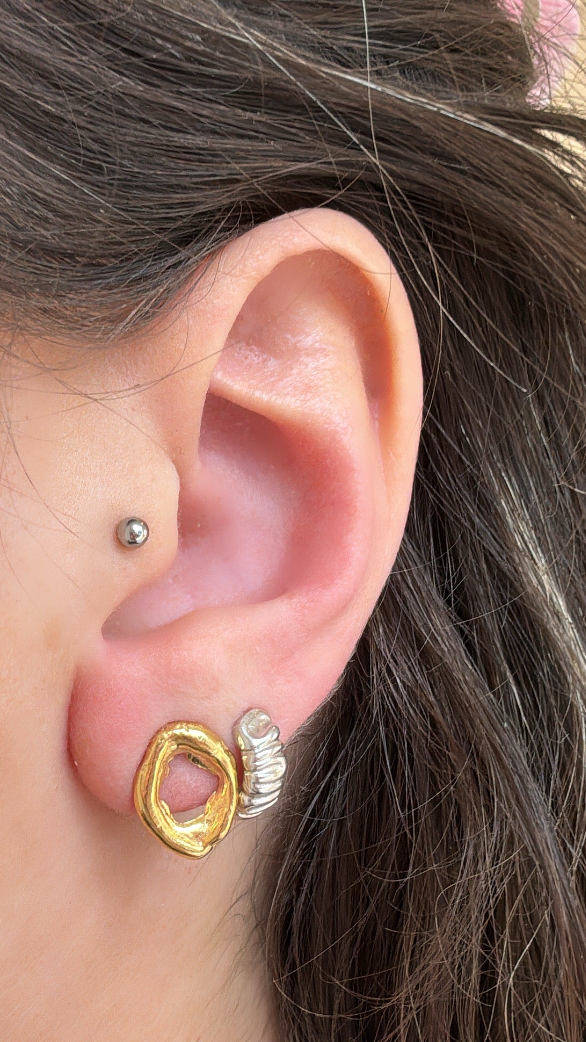 Straumur earrings w. 18K goldplating