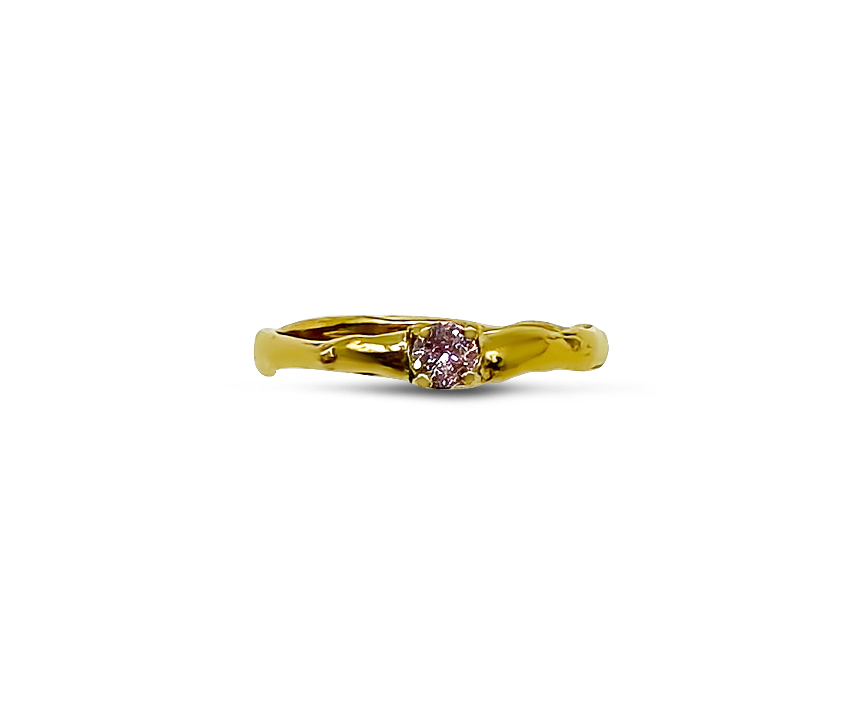 Lava Drift ring w. pink stone & 18K goldplating