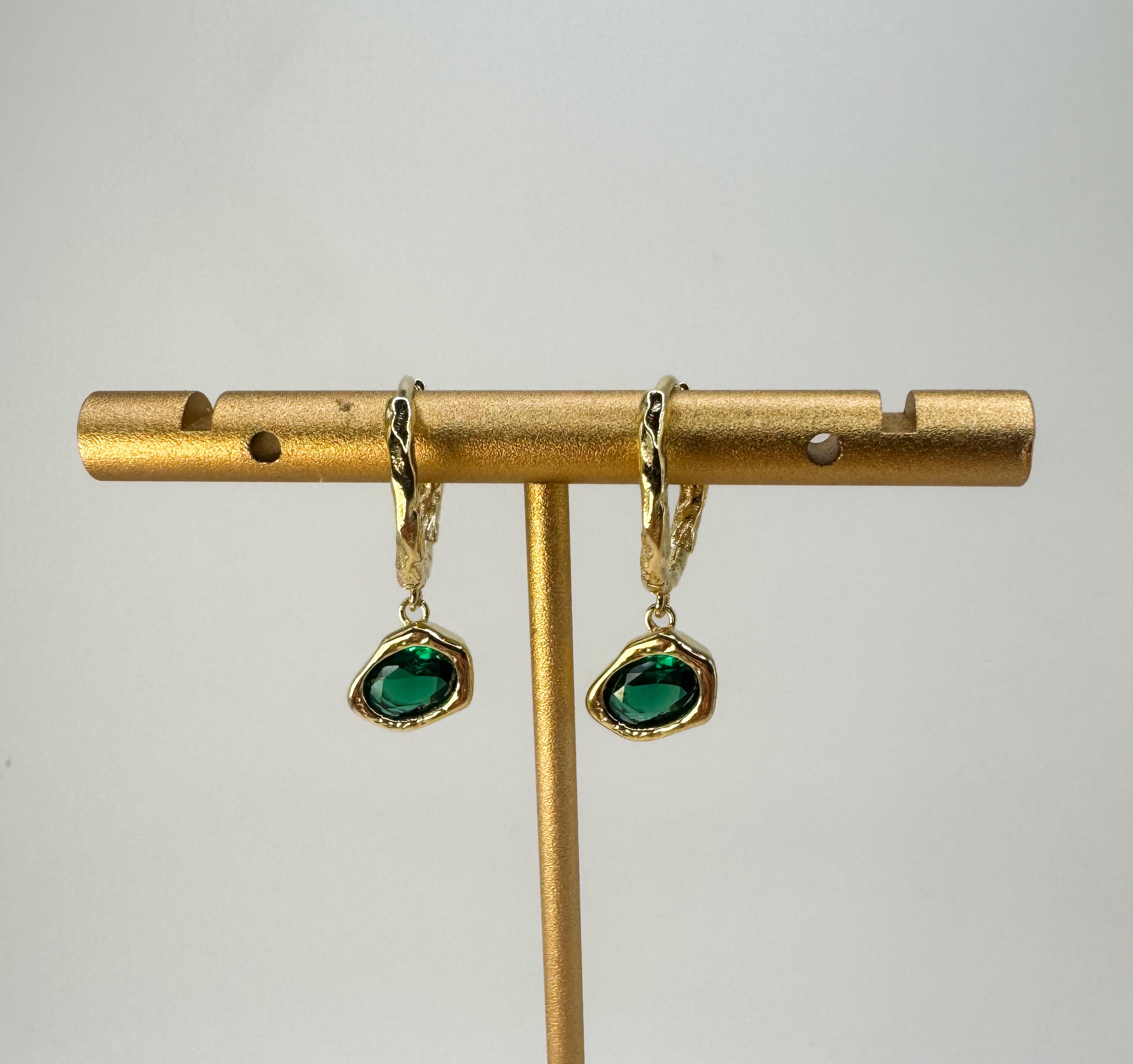 Lava Glacier Earrings- Green with 18K Goldplating