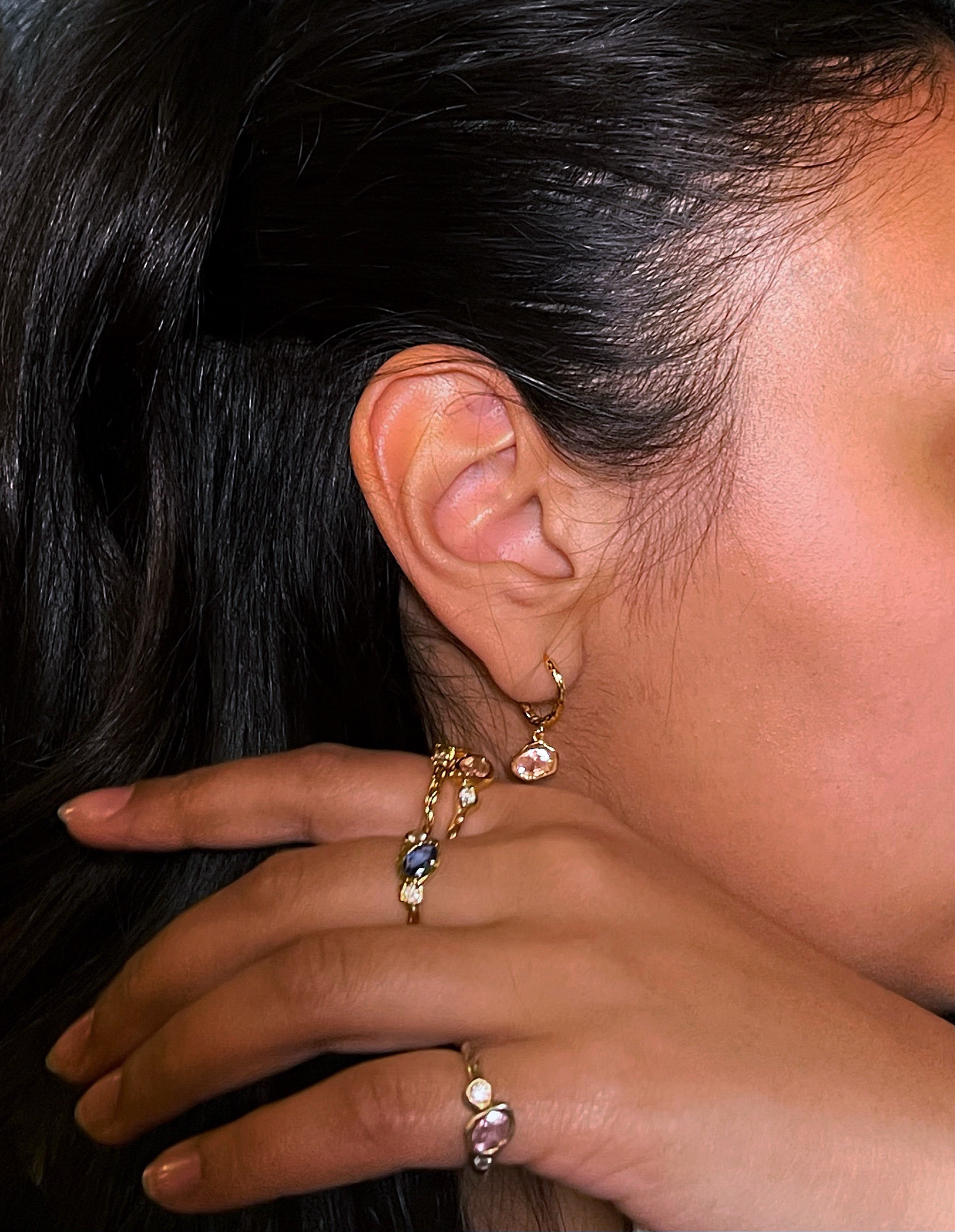 Lava Glacier Earrings- Pink with 18K Goldplating