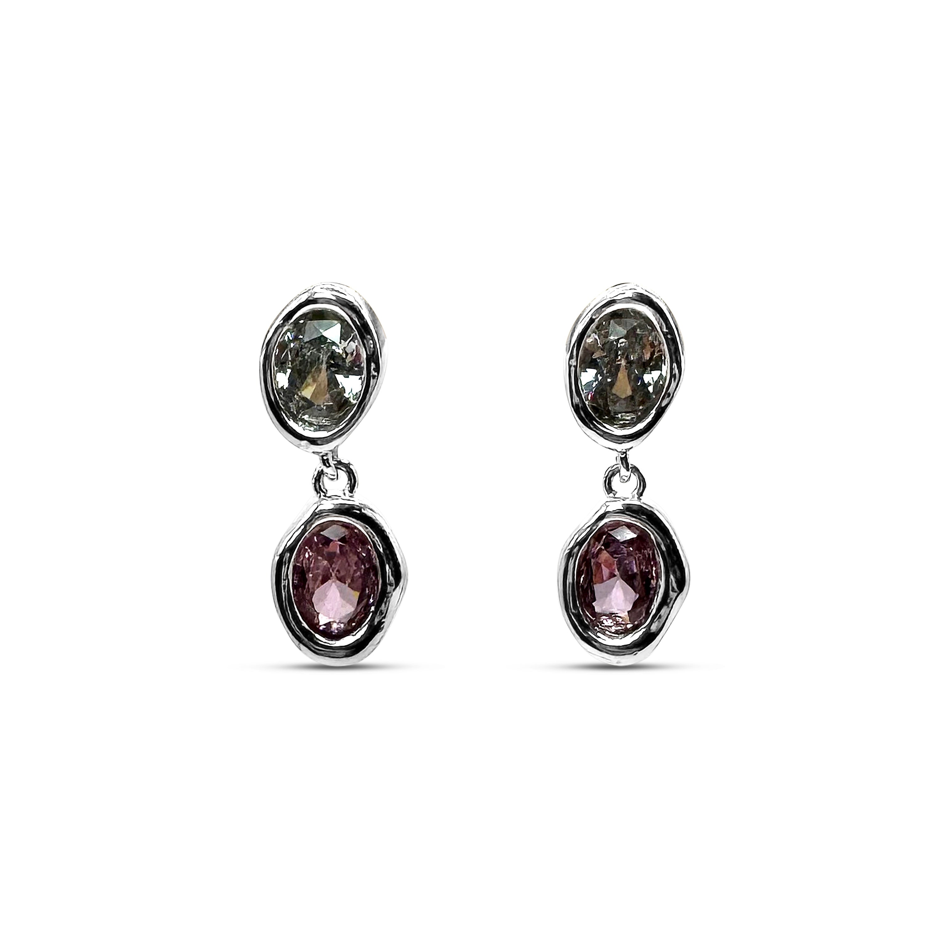 Elara earrings pink & white stones