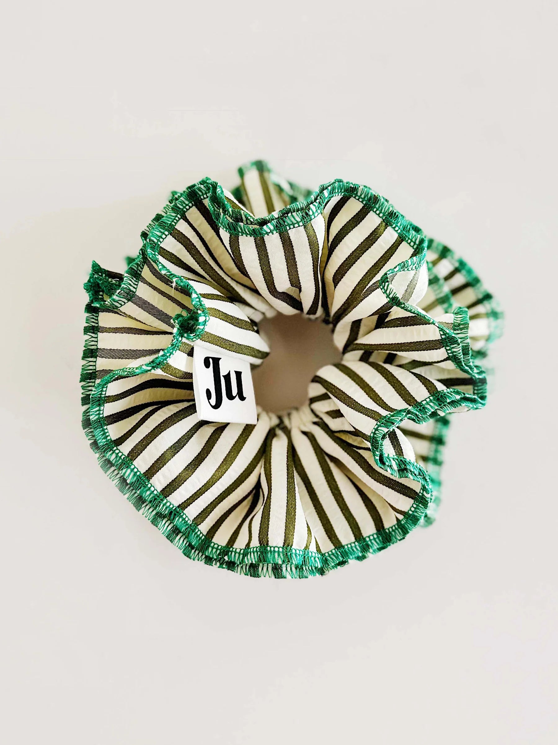 Statement Green Stripe Scrunchies