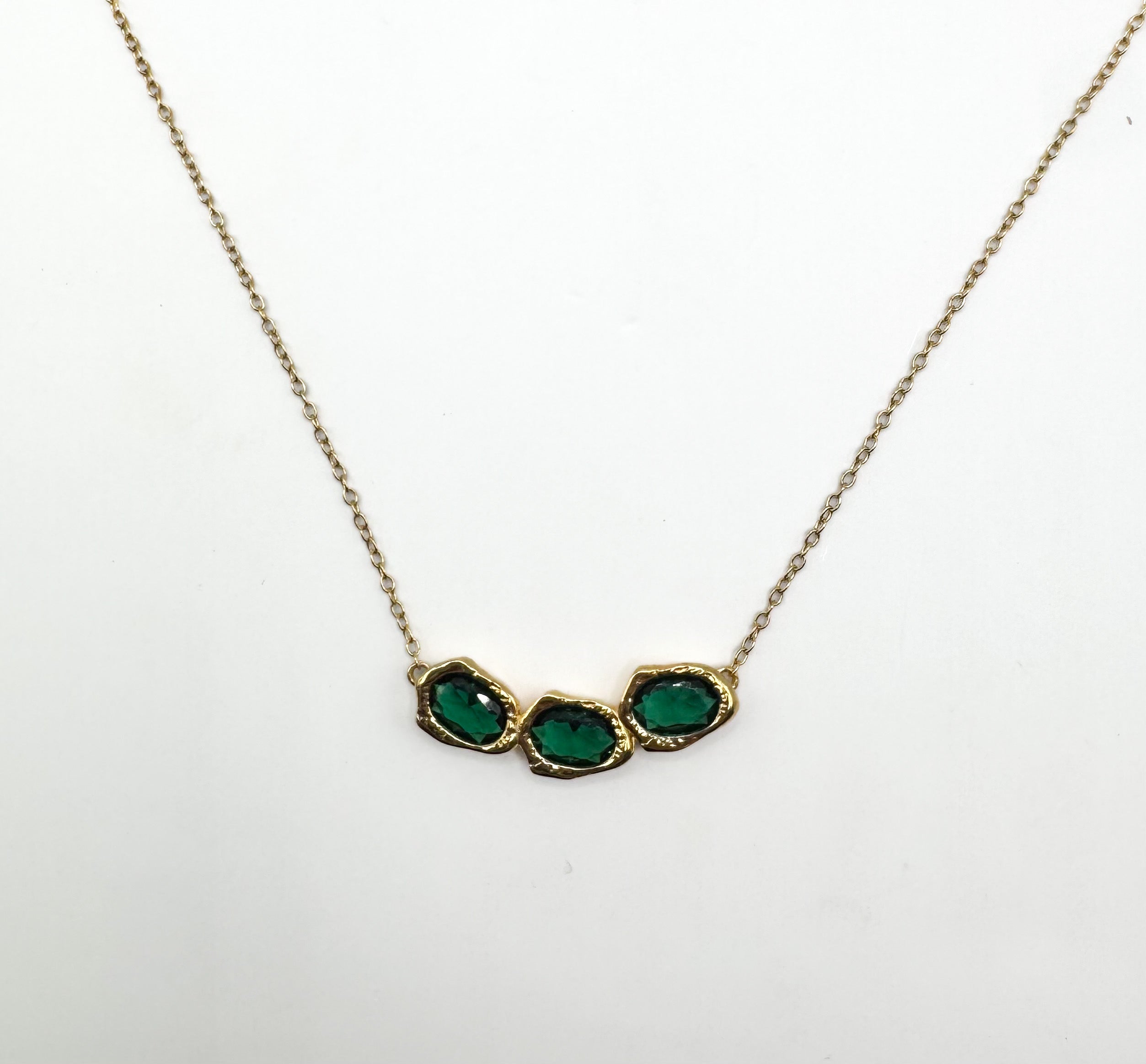 Lava Glacier Necklace - Green with 18K goldplating