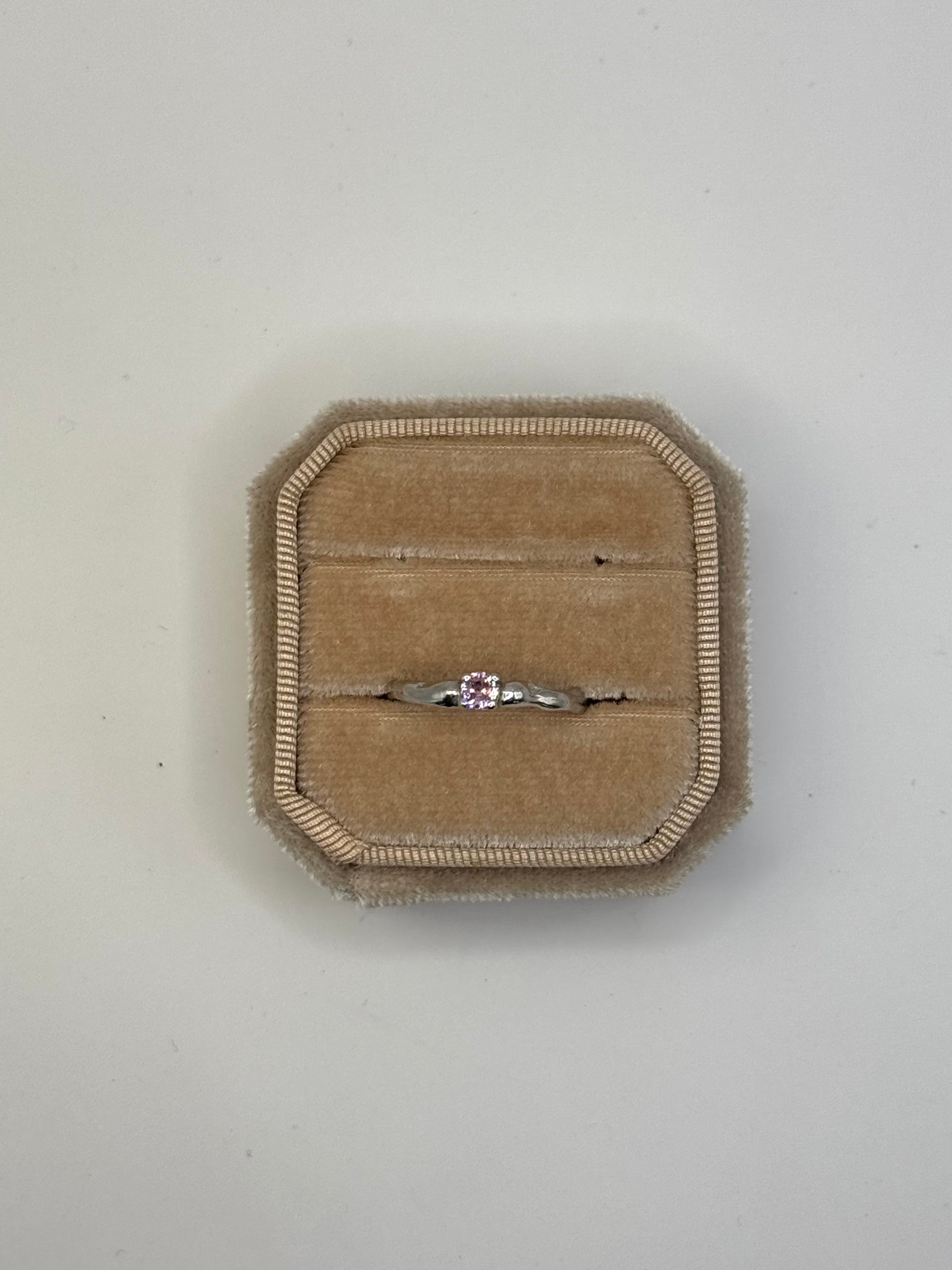 Lava Drift ring w. pink stone & 18K goldplating
