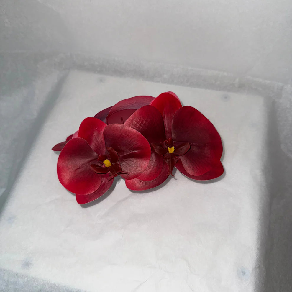 Large orchid hair clip - RED