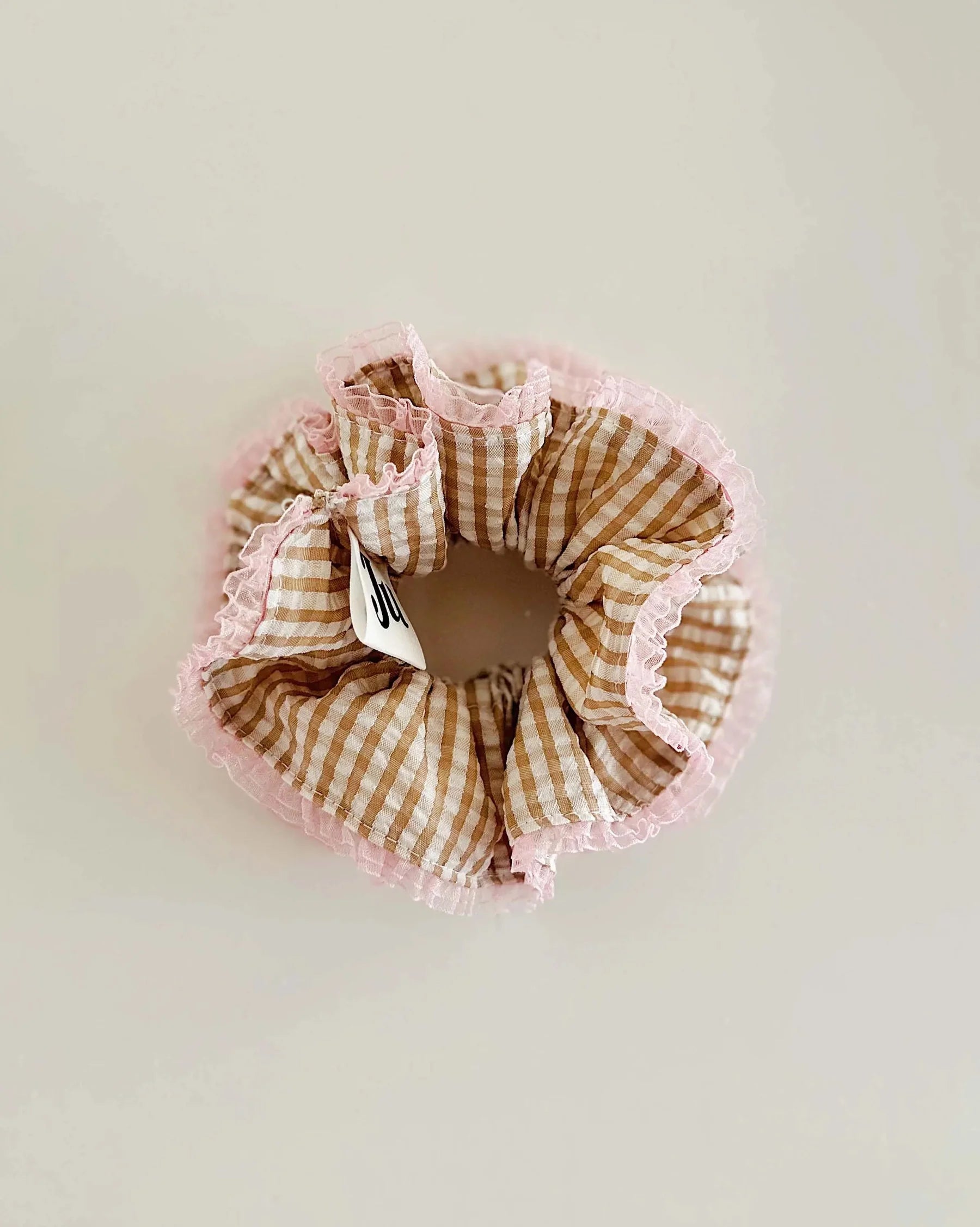 Jumbo Brown Gingham Double Layer Scrunchies