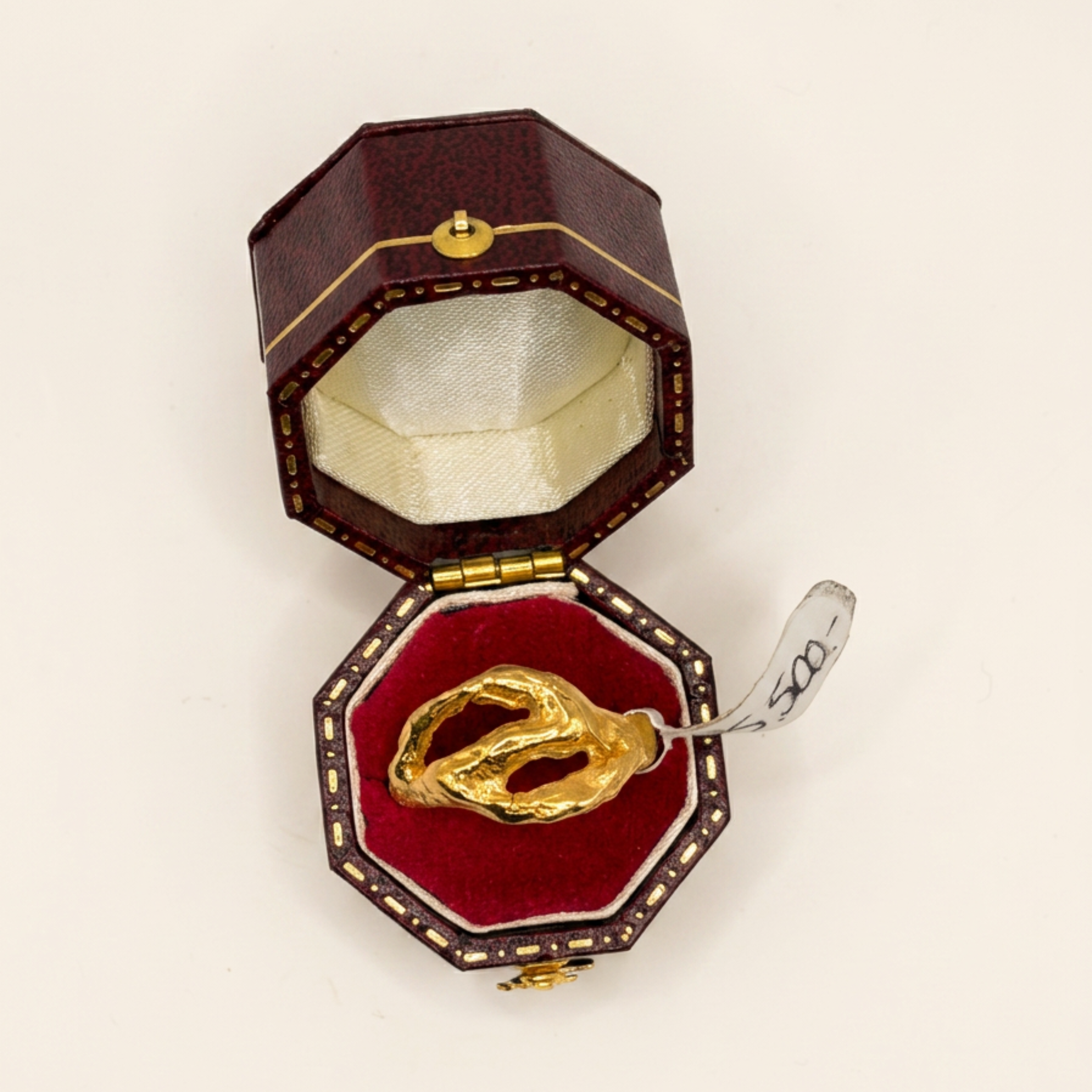 One of a kind sculptural gold plated silver ring, size 55mm, side view — Lilja Björk Jewellery