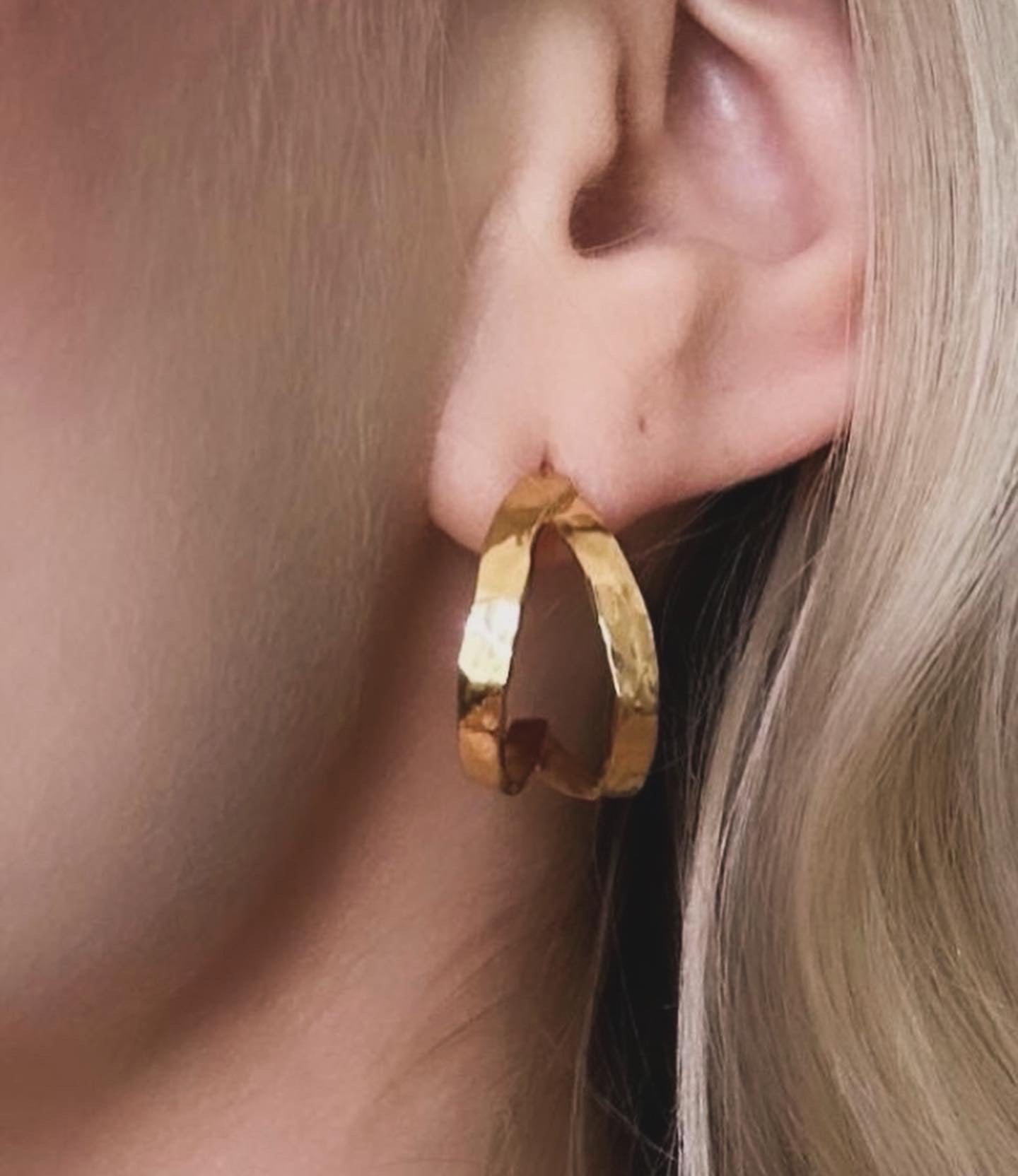 Double Mallet Earrings with 18K goldplating