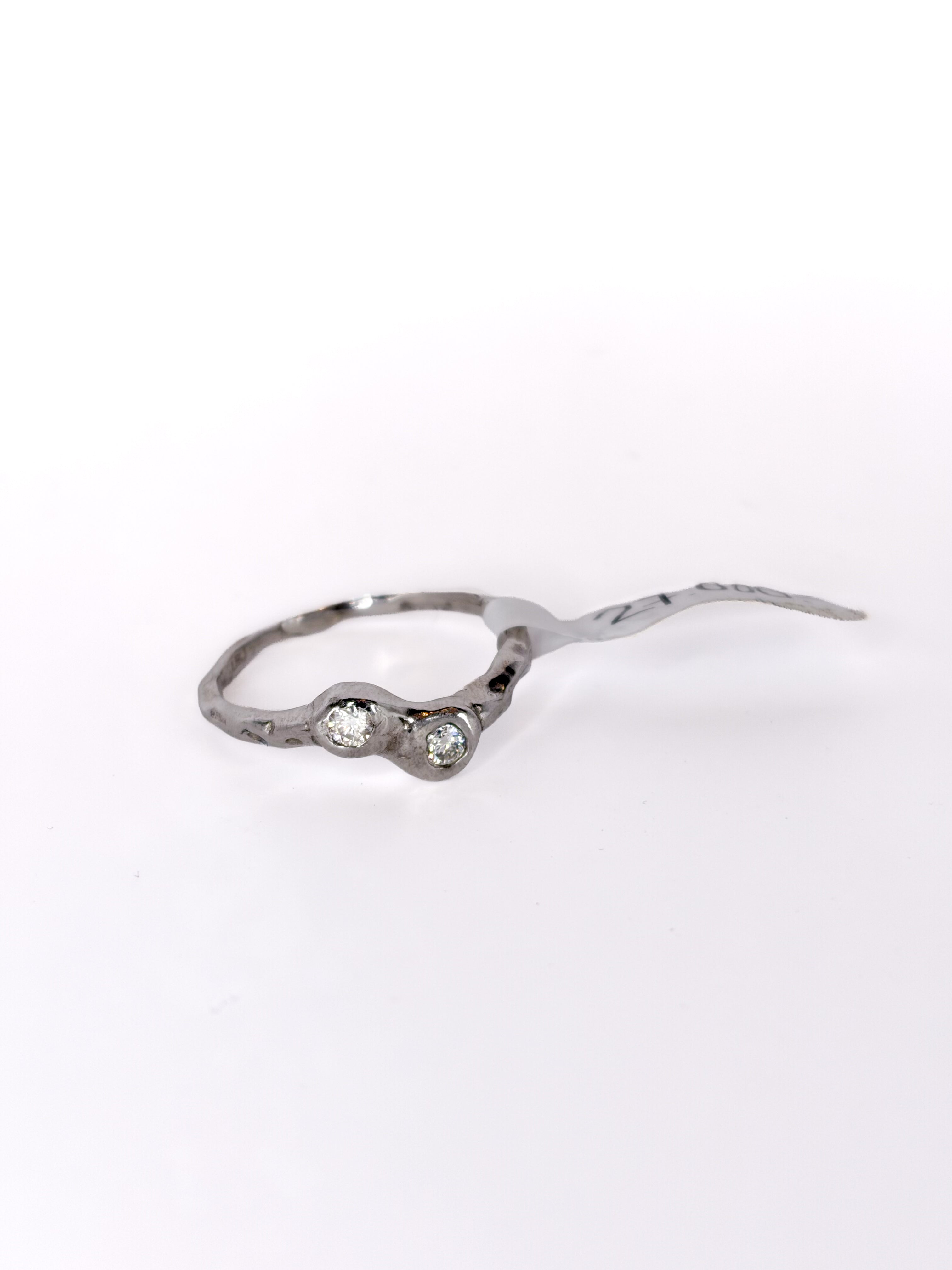 One of a kind ring in recycled 925 silver with moissanite stone, size 7.5 US / 55.5mm