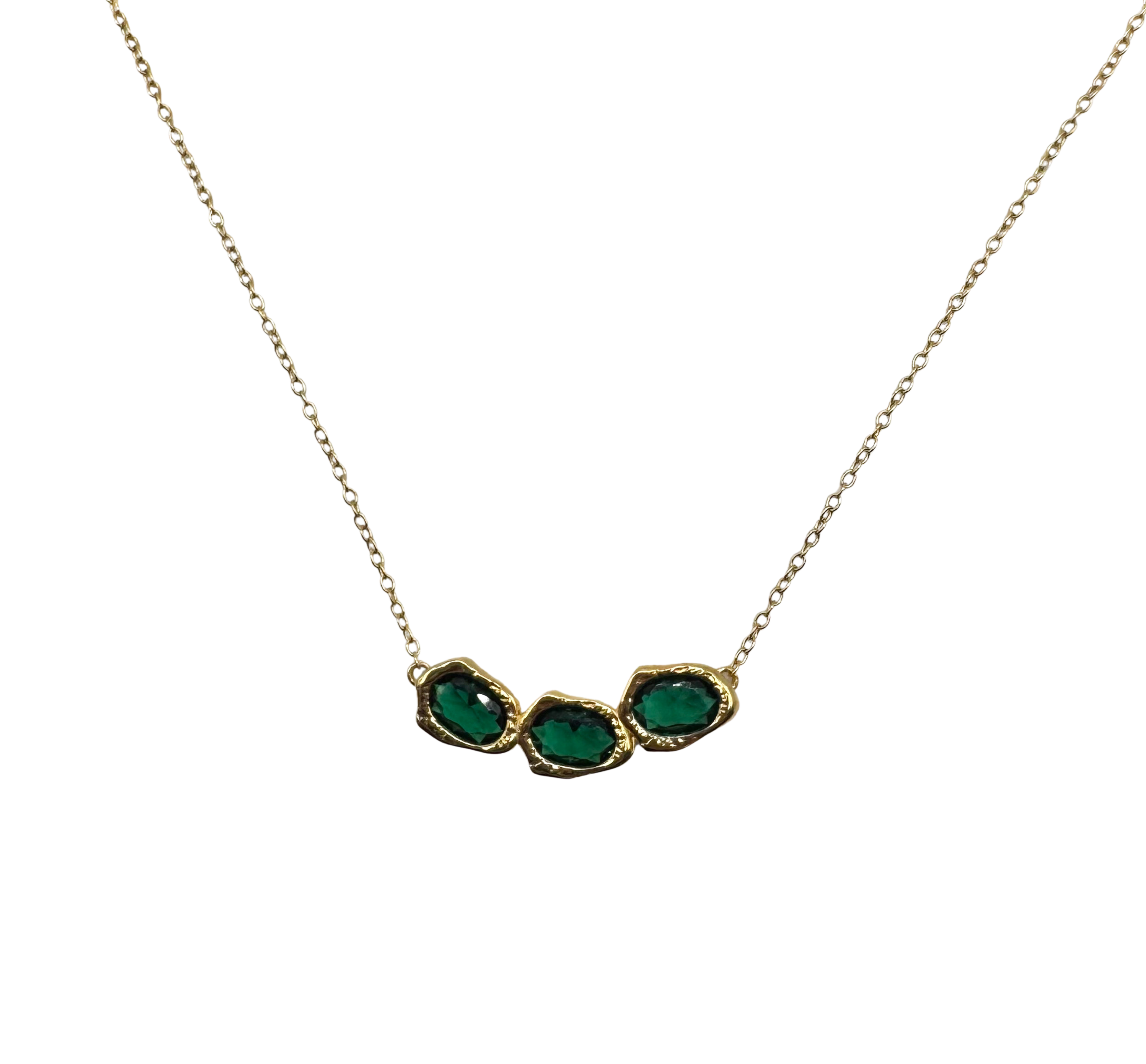 Lava Glacier Necklace - Green with 18K goldplating