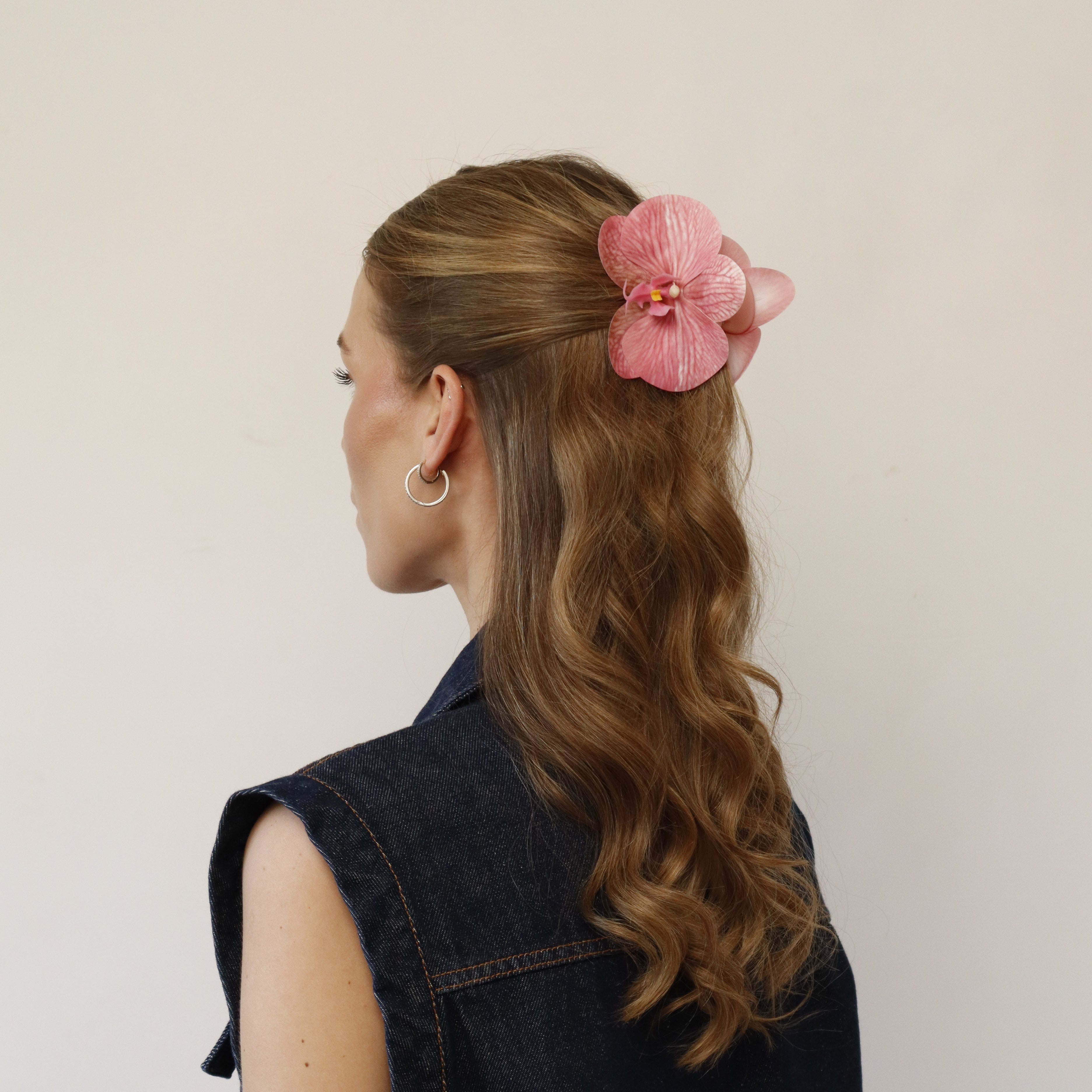 Small orchid hair clip - DUSTY PINK